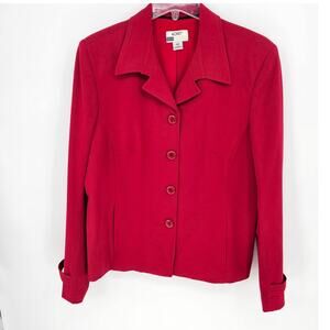 VTG Koret Red  Button Front Classic Short Jacket Mid Preppy Traditional Size 14
